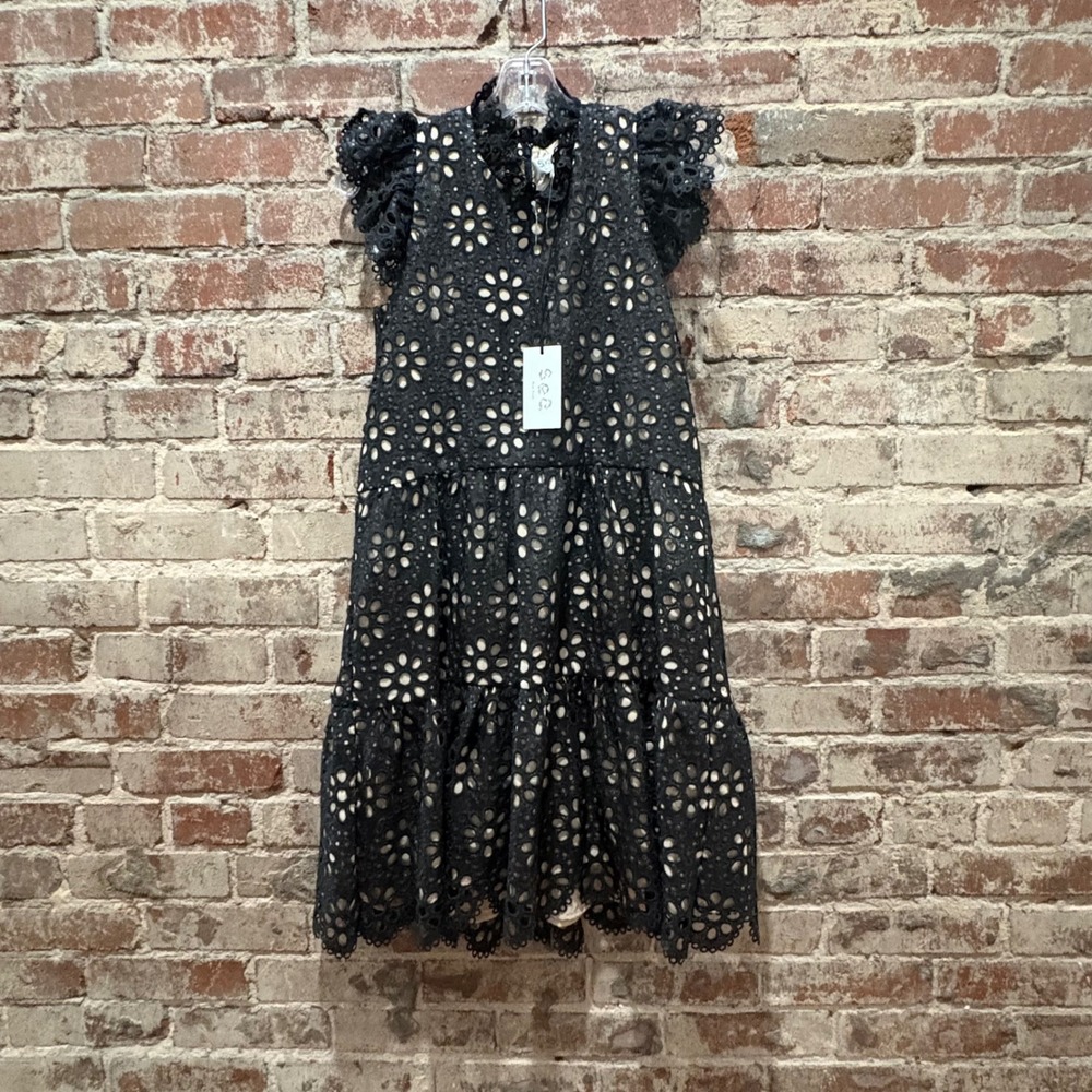 NWT Sea New York Shelby Black Sequin Flutter Sleeve Dress Size 4 - Picture 2 of 7